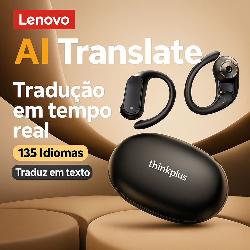 Lenovo XT55 Fone Tradutor Inteligente Bluetooth 5.4 – Tradução em Tempo Real, Redução de Ruído e Chamadas HD