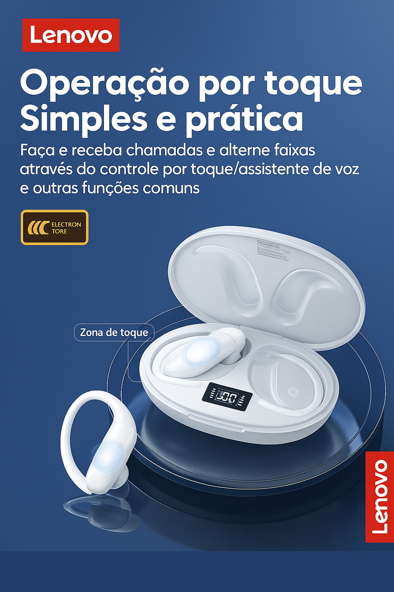 Lenovo XT55 Fone Tradutor Inteligente Bluetooth 5.4 – Tradução em Tempo Real, Redução de Ruído e Chamadas HD