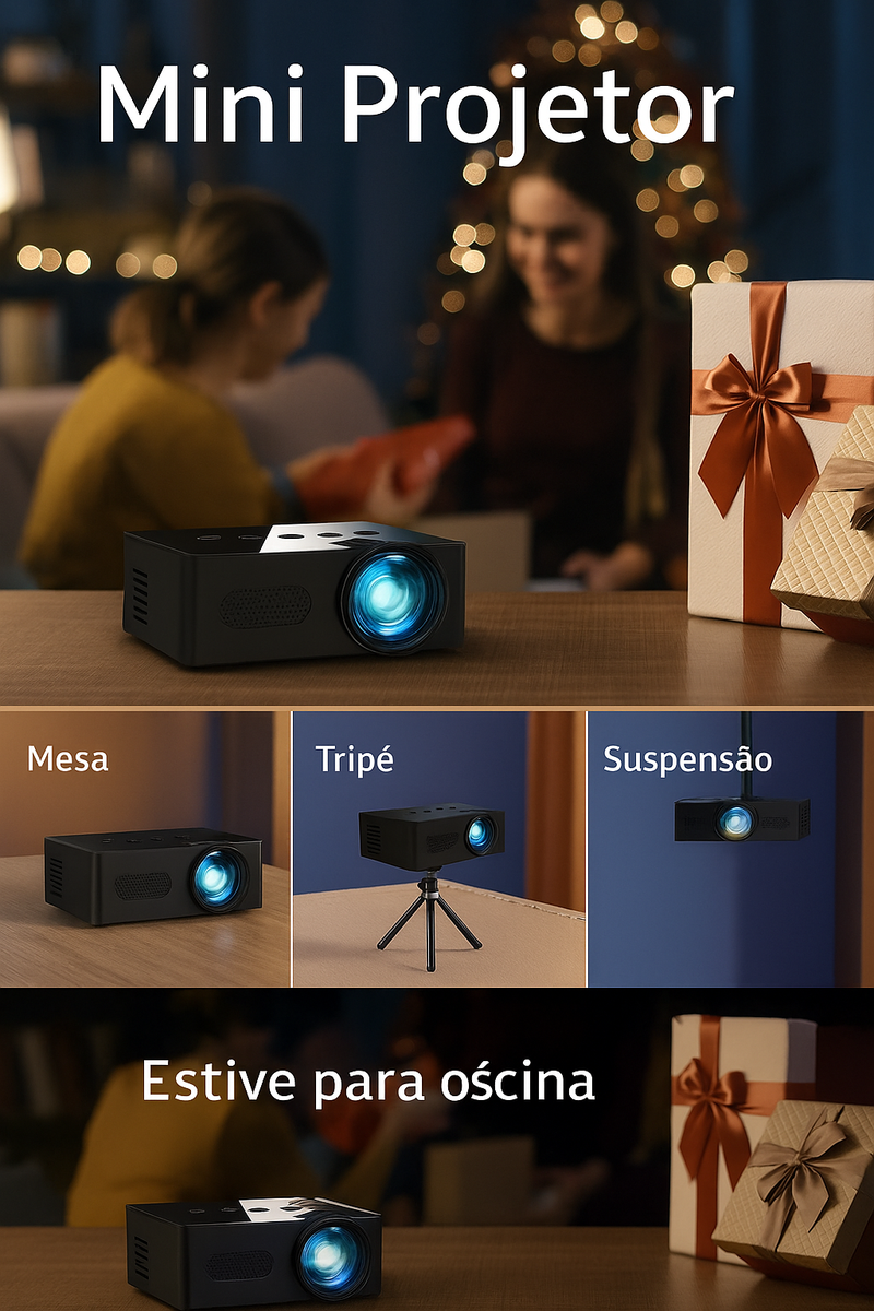 Projetor Portátil YT100 Mini Android WiFi – Cinema em Qualquer Lugar!