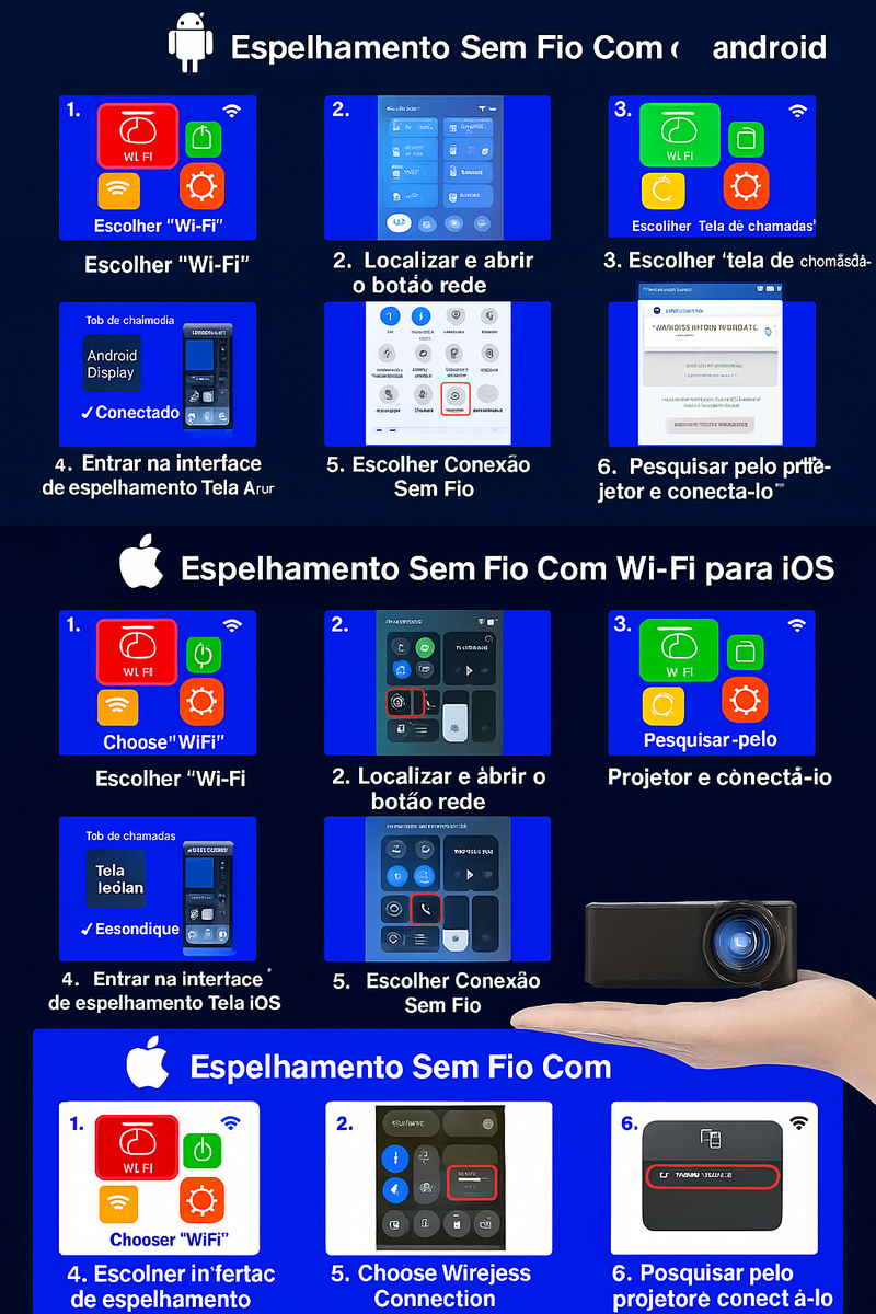 Projetor Portátil YT100 Mini Android WiFi – Cinema em Qualquer Lugar!