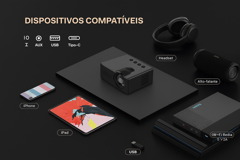 Projetor Portátil YT100 Mini Android WiFi – Cinema em Qualquer Lugar!