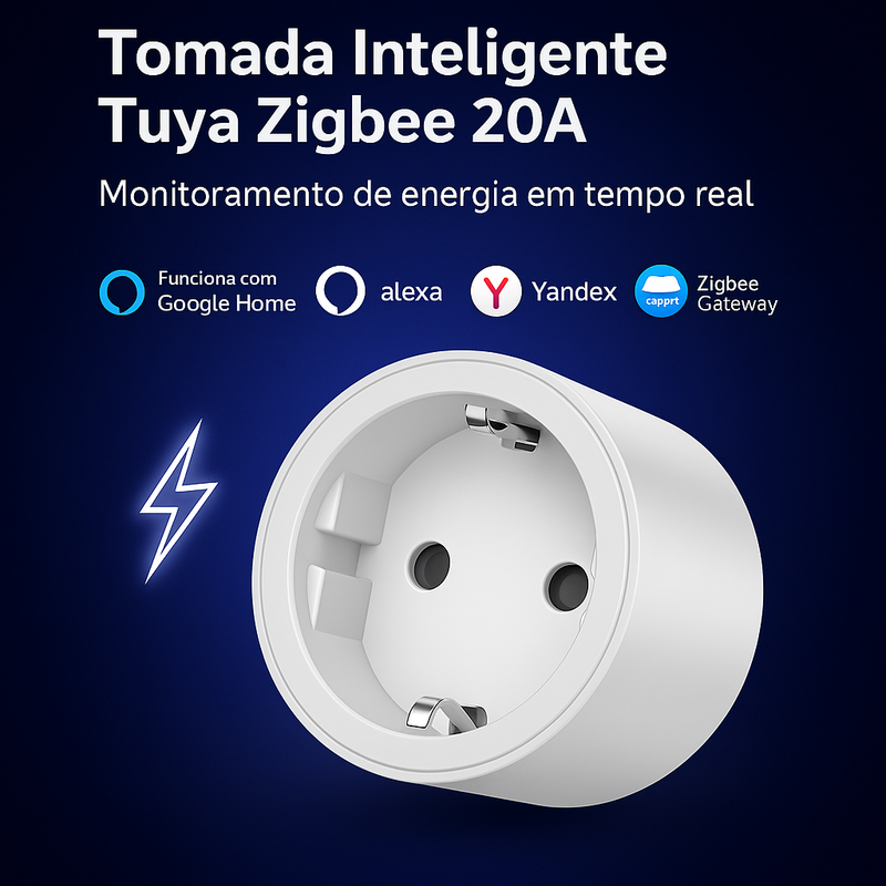 Tomada Inteligente ZigBee (EU) | 16A / 20A  Controle por Voz, Monitoramento de Energia e Automação via Alexa / Google Home