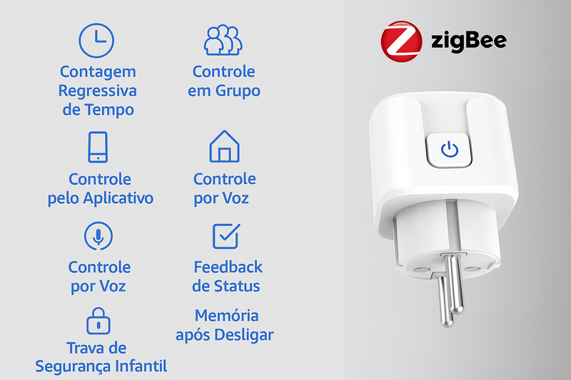 Tomada Inteligente ZigBee (EU) | 16A / 20A  Controle por Voz, Monitoramento de Energia e Automação via Alexa / Google Home