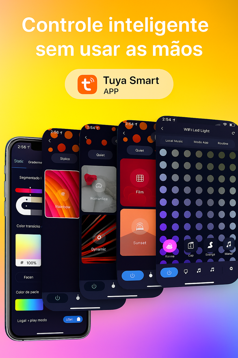 Luminária Inteligente Quantum Hexagonal RGB+ – Controle por APP, Wi-Fi, Bluetooth e Voz (Tuya Smart / Alexa / Google Assistant) | Painel Modular Neon LED para Parede DIY