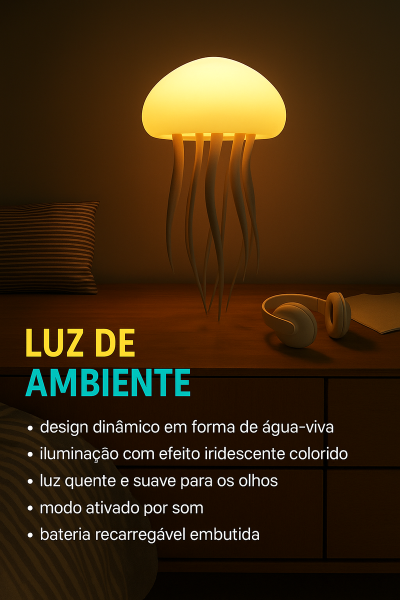 Luminária de cabeceira LED Nihgt Light controle de voz, gradiente e rotatória, fofa decorativa
