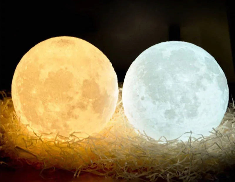 Luminária Lunar 3D com Controle por LED recarregável, perfeita para quartos, decoração de festas ou como presente criativo.