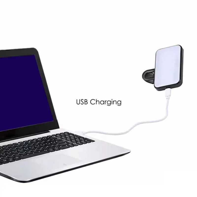 Luz de Selfie LED Portátil com Clipe – 3 Tons de Iluminação para Celular, Notebook e Vídeos