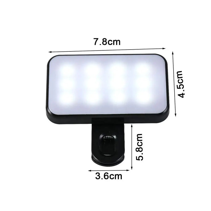 Luz de Selfie LED Portátil com Clipe – 3 Tons de Iluminação para Celular, Notebook e Vídeos