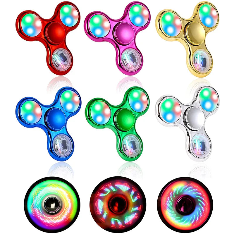 Spinner de Mão com LED Luminoso – Brilha no Escuro, Anti-Estresse e Diversão Garantida