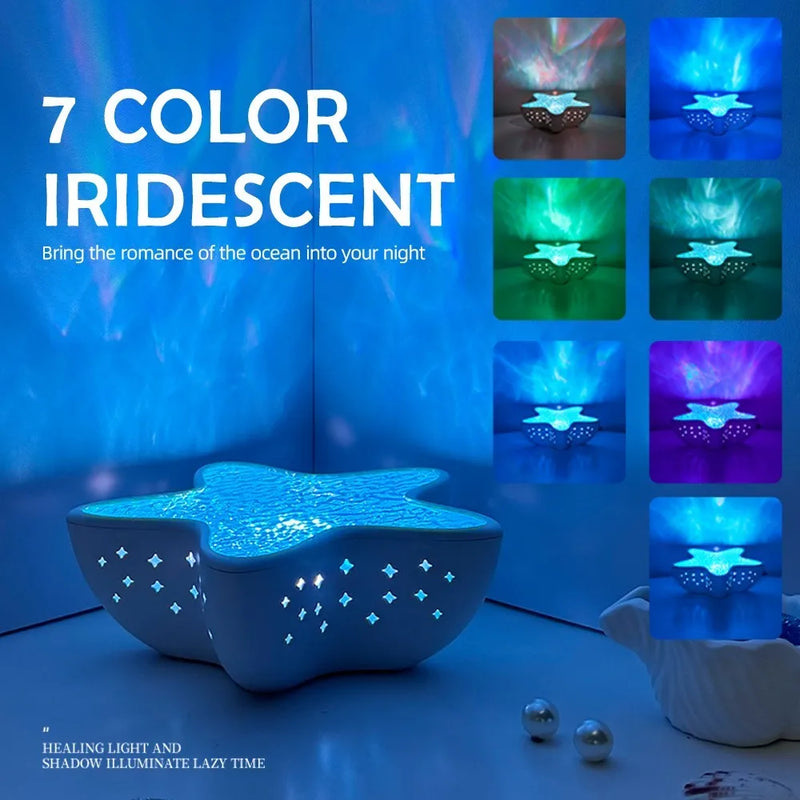 Luminária Projetor Estrela-do-Mar – Transforme o Quarto com 7 Cores Mágicas ✨ | Luz Noturna Infantil, Abajur de Mesa Regulável, Presente Criativo e Encantador 🎁