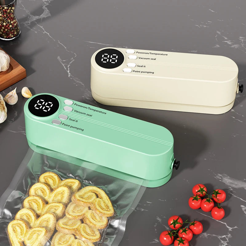 Mini máquina de selagem a vácuo sem fio 2025, USB, totalmente automática, portátil, para embalagem de alimentos, máquina de selagem de plástico