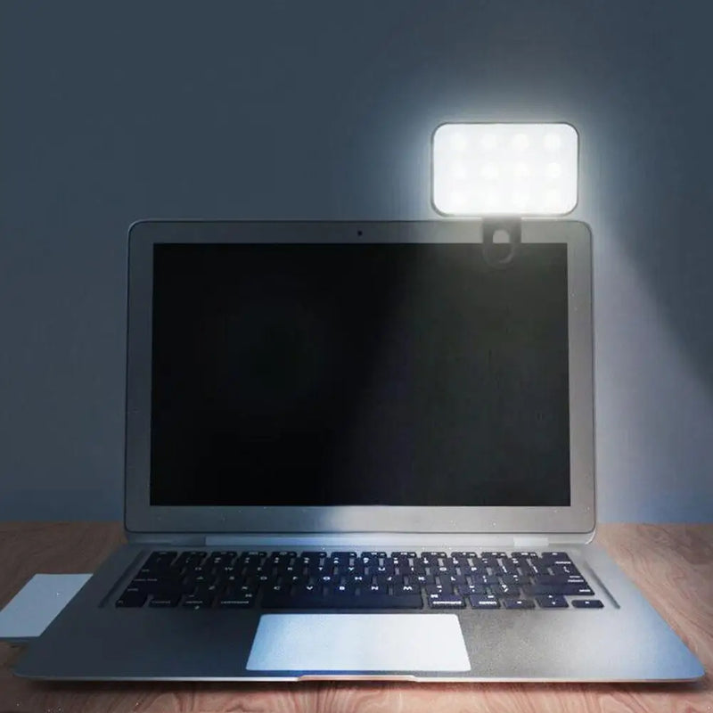 Luz de Selfie LED Portátil com Clipe – 3 Tons de Iluminação para Celular, Notebook e Vídeos